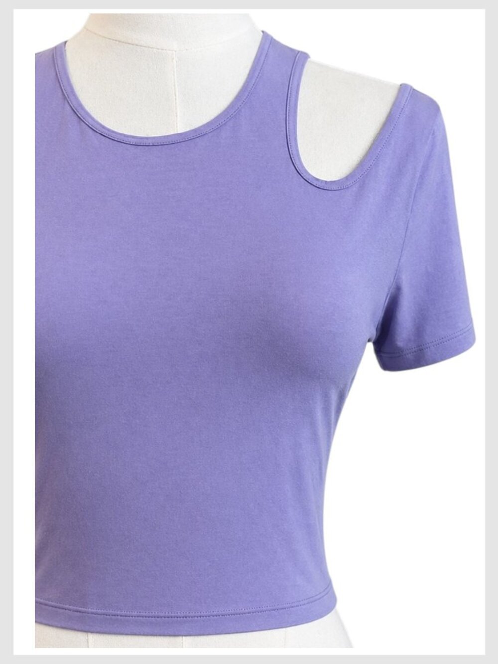 Lululemon Athletica Cropped Tee Lavender Cold Shoulder Fitted 6 - Picture 3 of 8